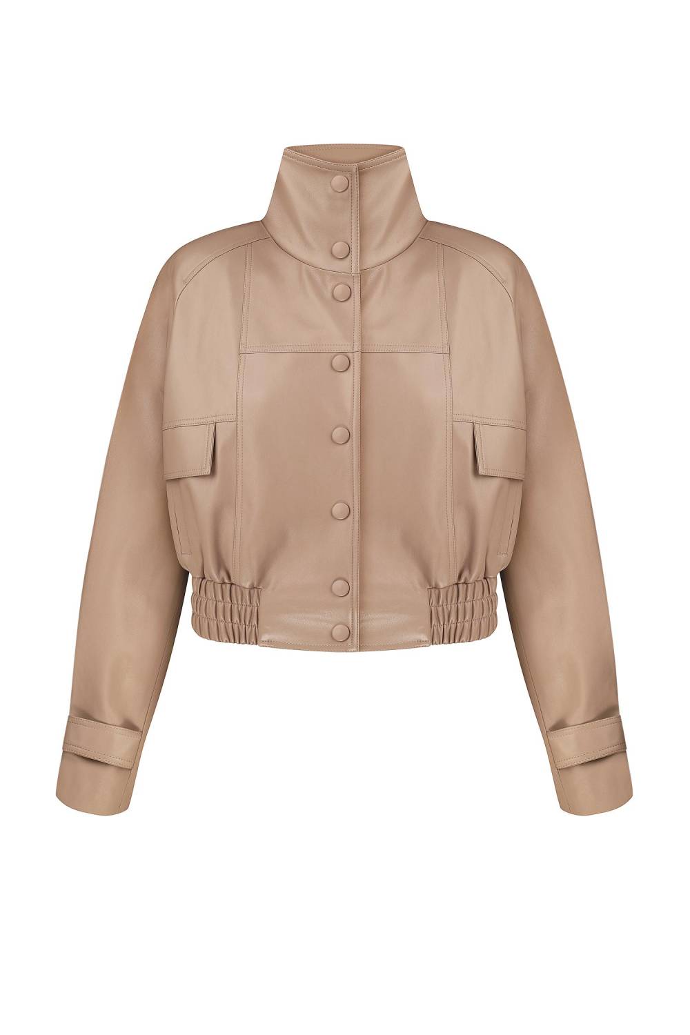 Beige ecoleather bomber jacket