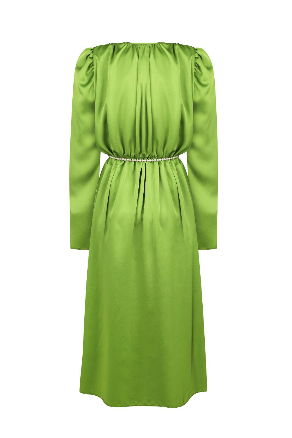 Green satin dress 1