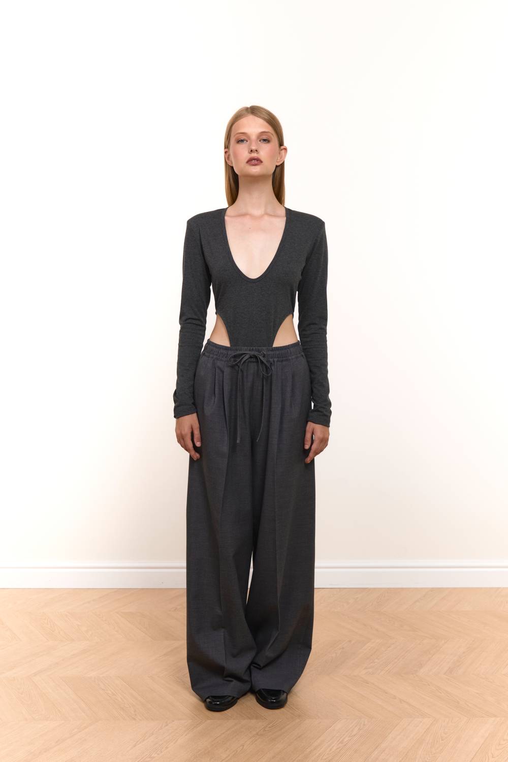 High-Cut Bodysuit in Graphite2