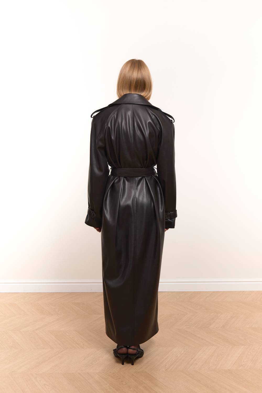 Faux-Leather Maxi Trench Coat14
