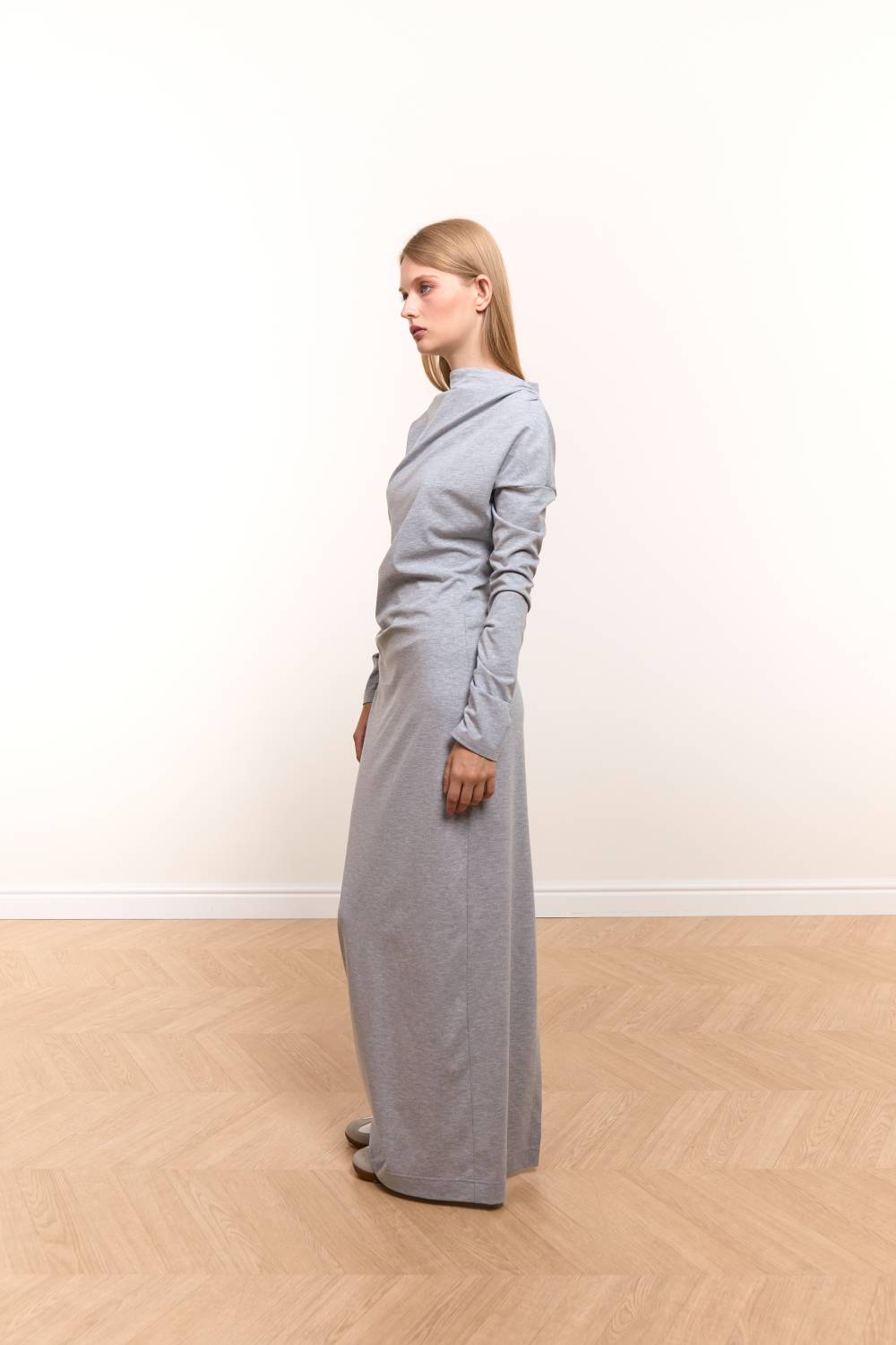 Light Grey Draped Maxi Dress2