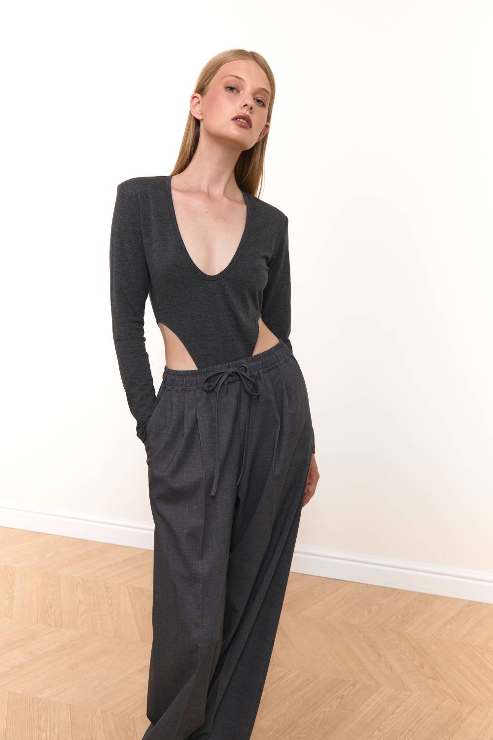 High-Cut Bodysuit in Graphite4