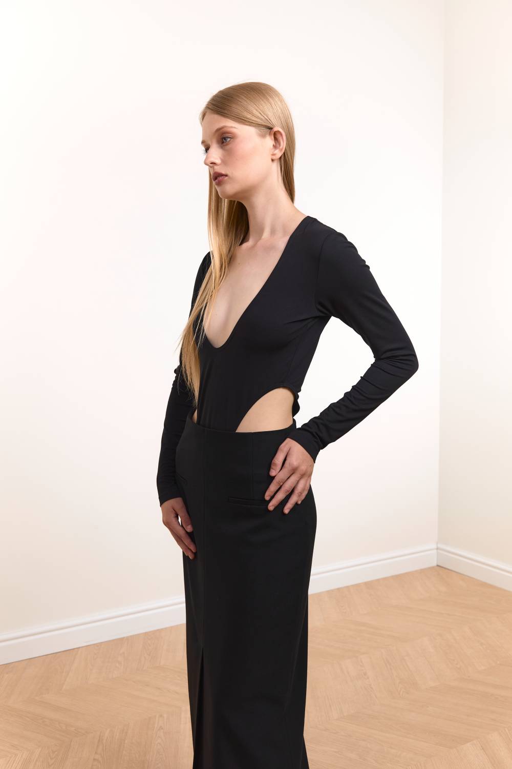 High-Cut Bodysuit in Black9