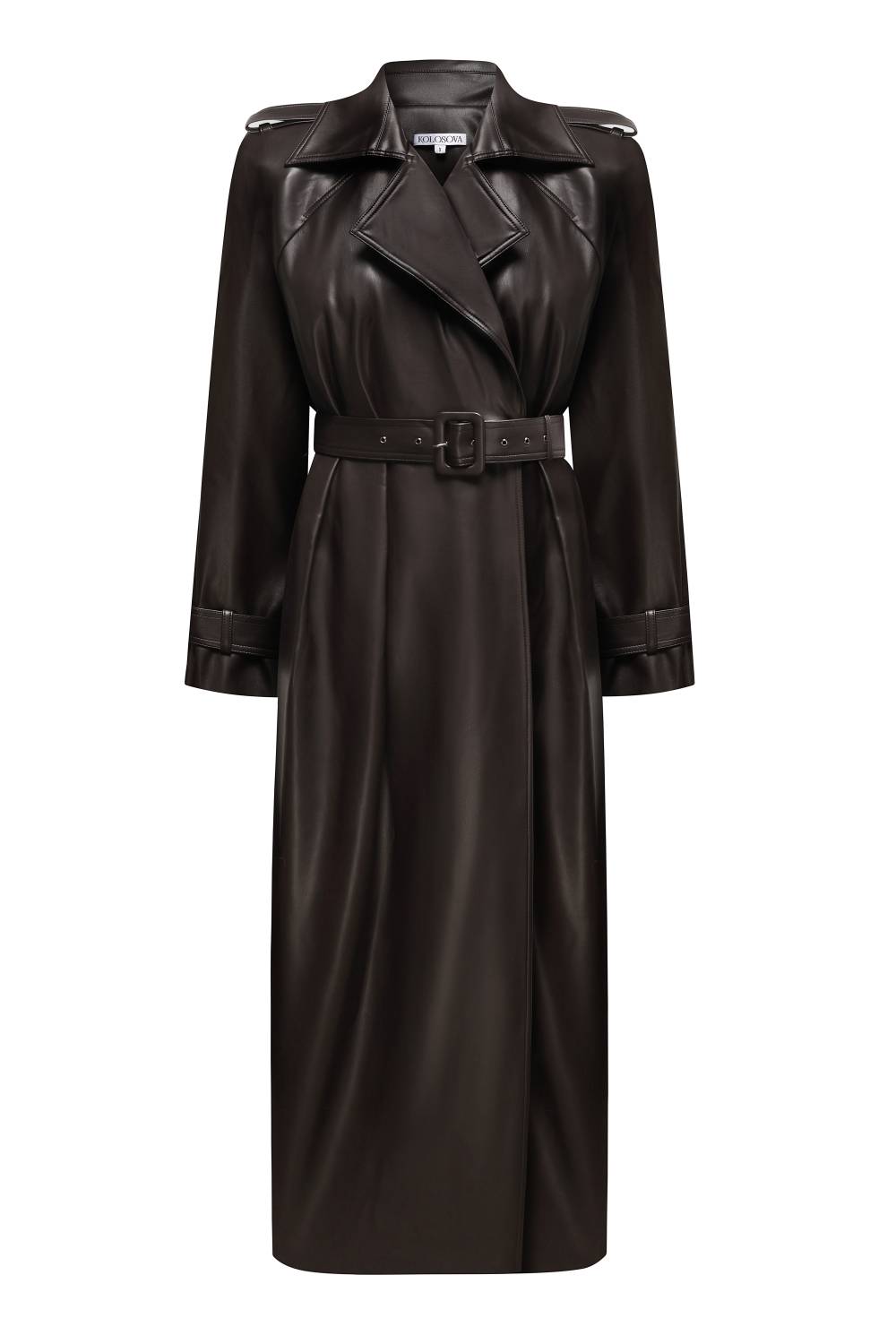 Faux-Leather Maxi Trench Coat 2