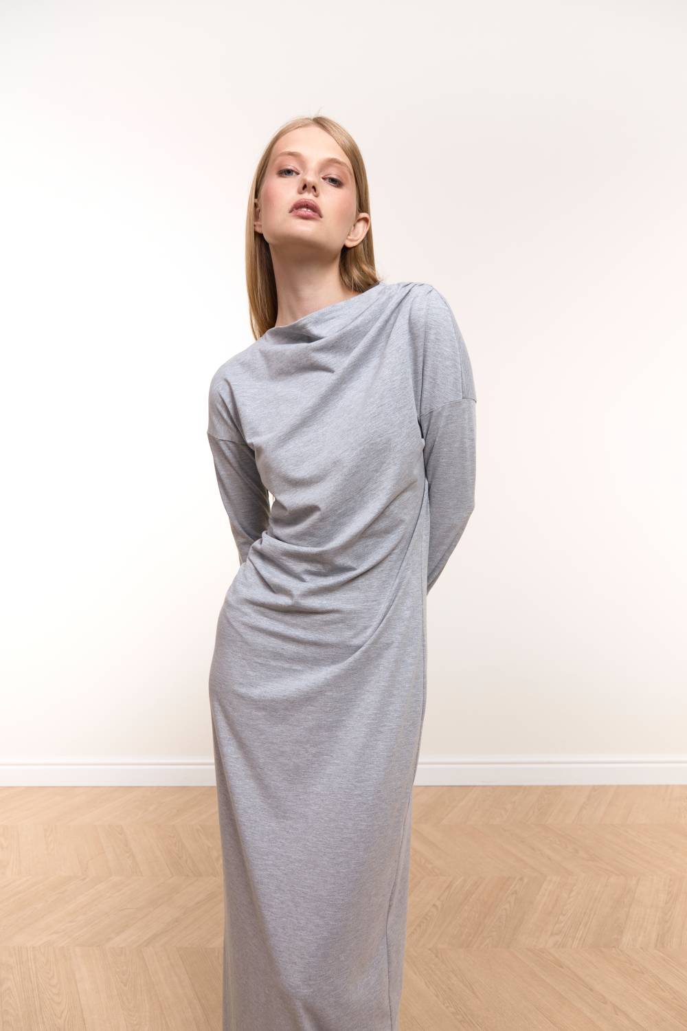 Light Grey Draped Maxi Dress6