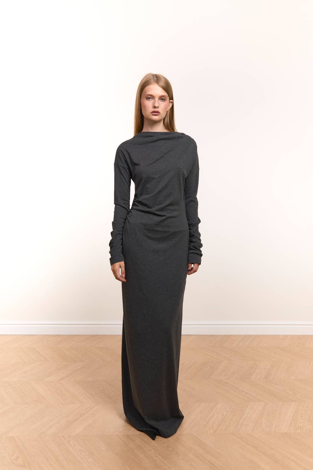 Graphite Draped Maxi Dress19
