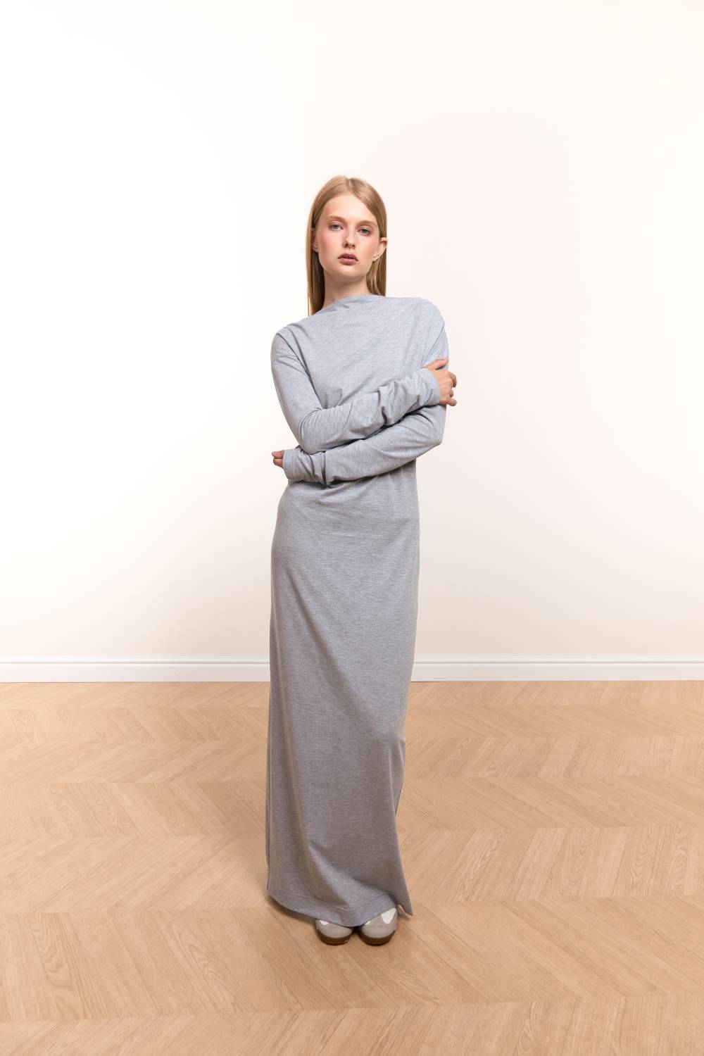 Light Grey Draped Maxi Dress4