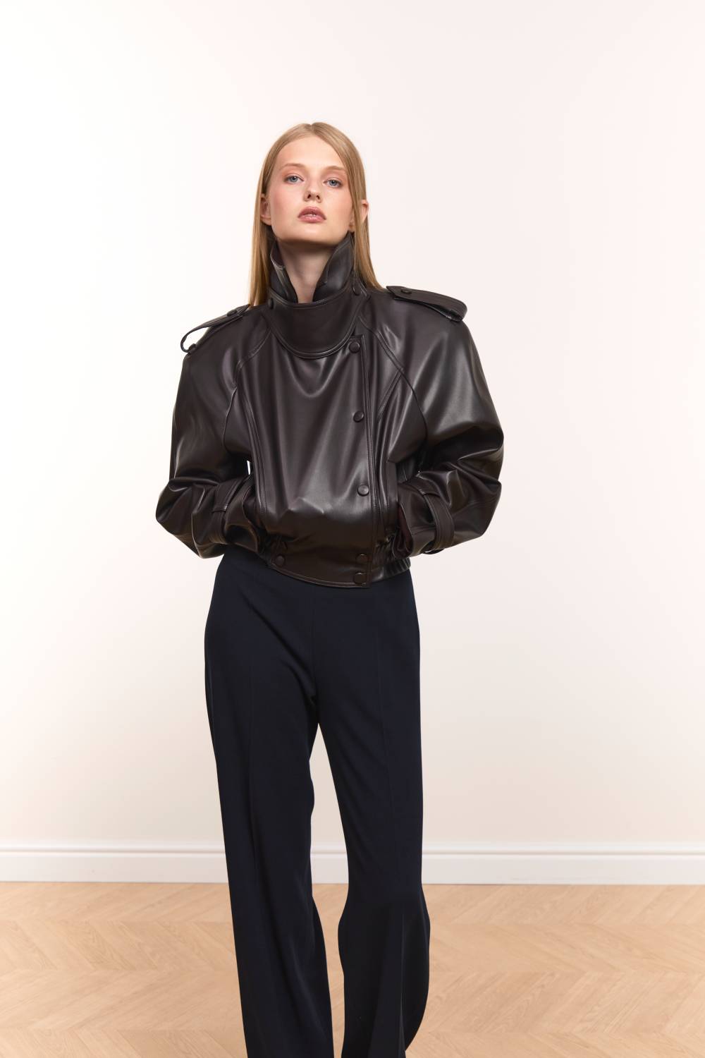 Dark Brown Leather Bomber Jacket10