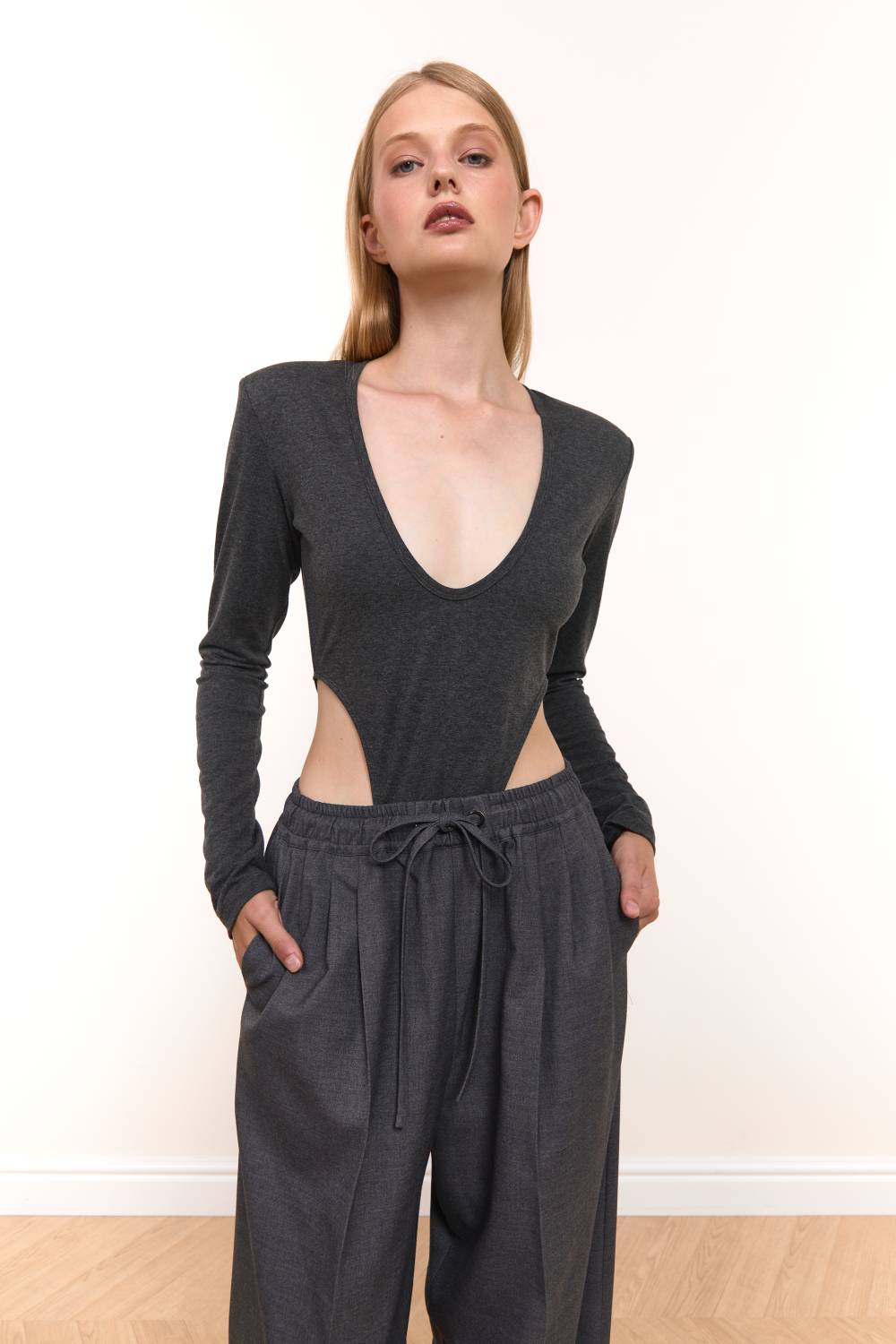 High-Cut Bodysuit in Graphite9