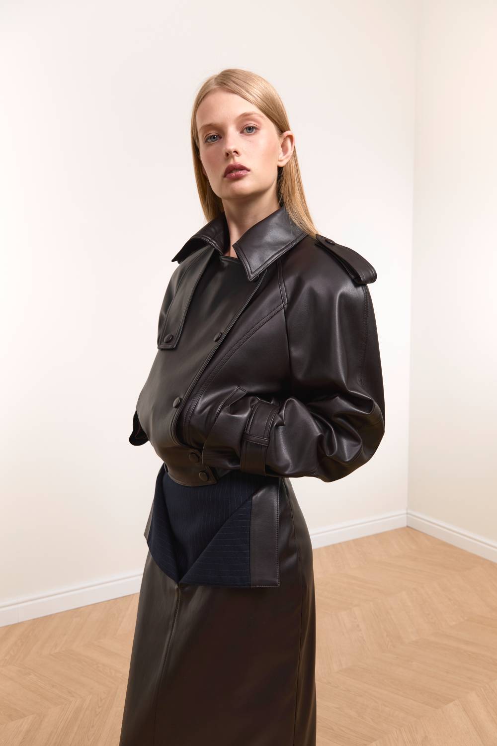 Dark Brown Leather Bomber Jacket 1