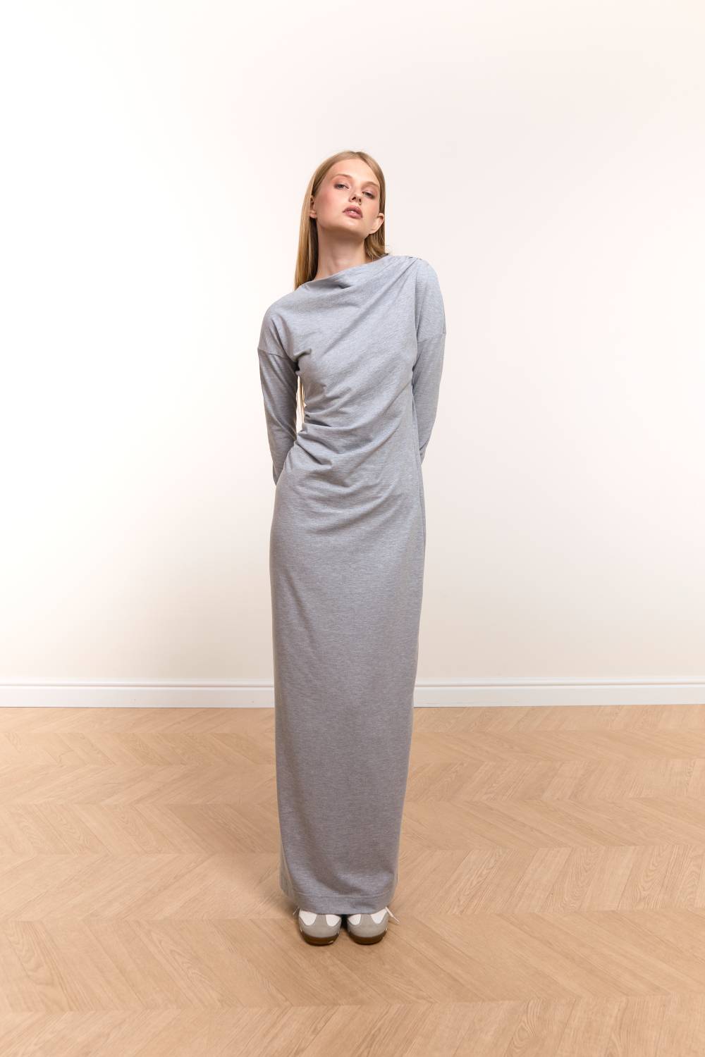 Light Grey Draped Maxi Dress12