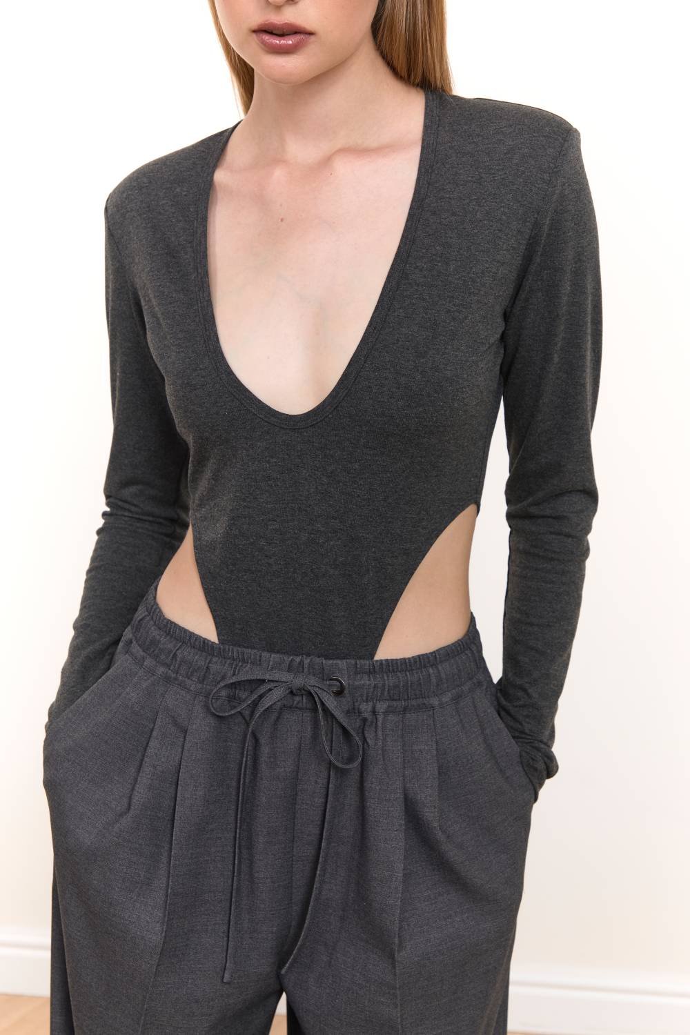High-Cut Bodysuit in Graphite7