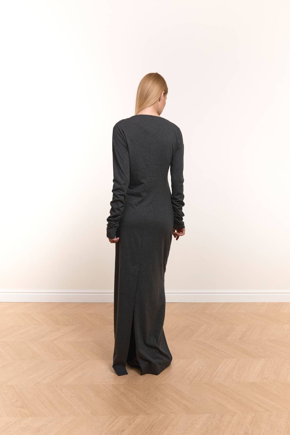 Graphite Draped Maxi Dress8