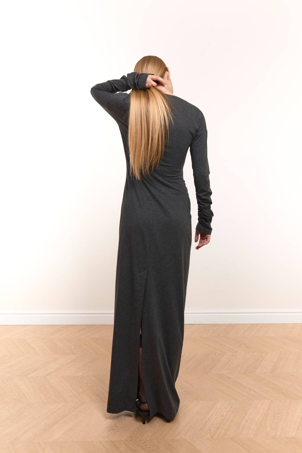 Graphite Draped Maxi Dress2
