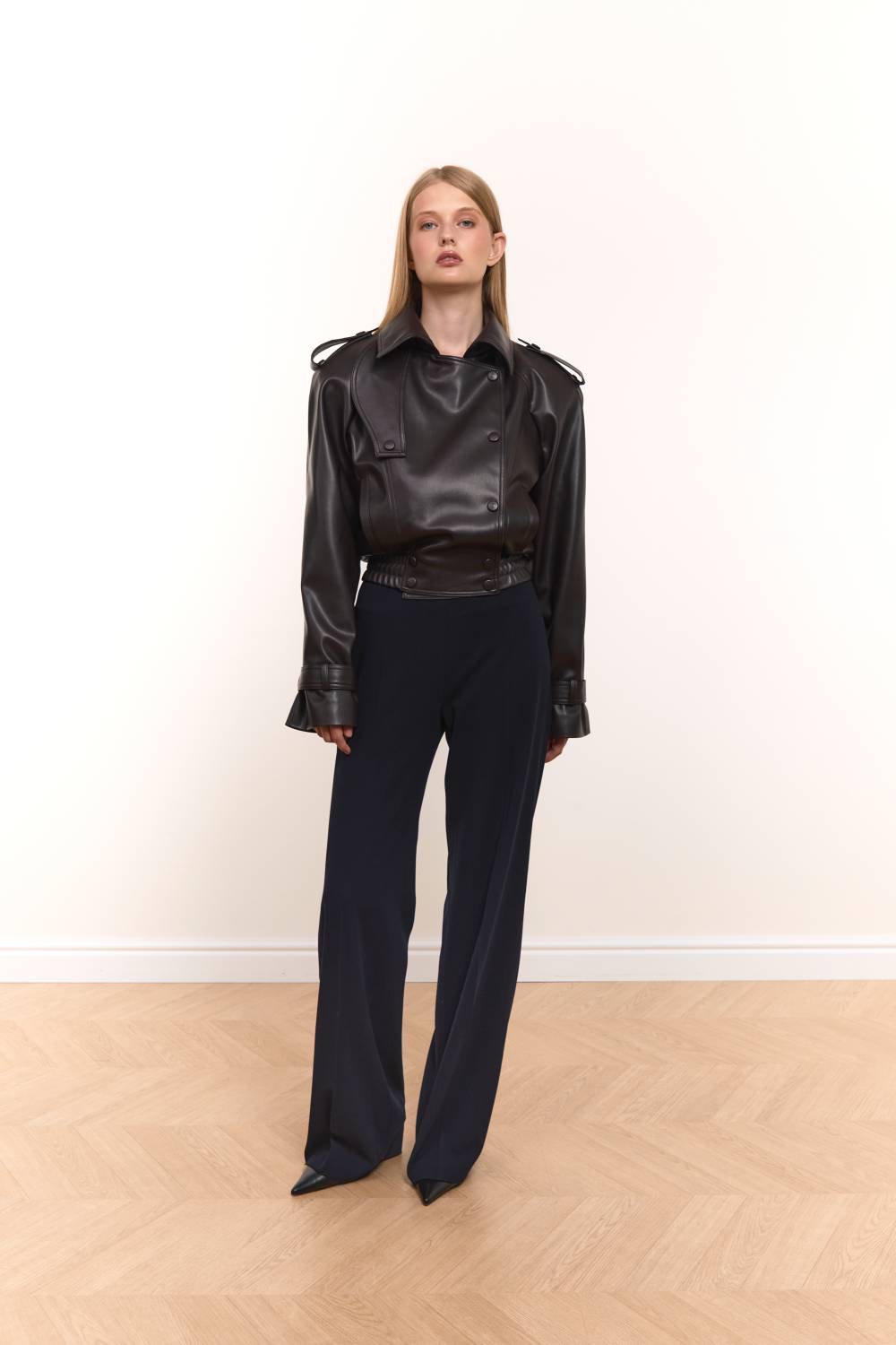 Dark Brown Leather Bomber Jacket4