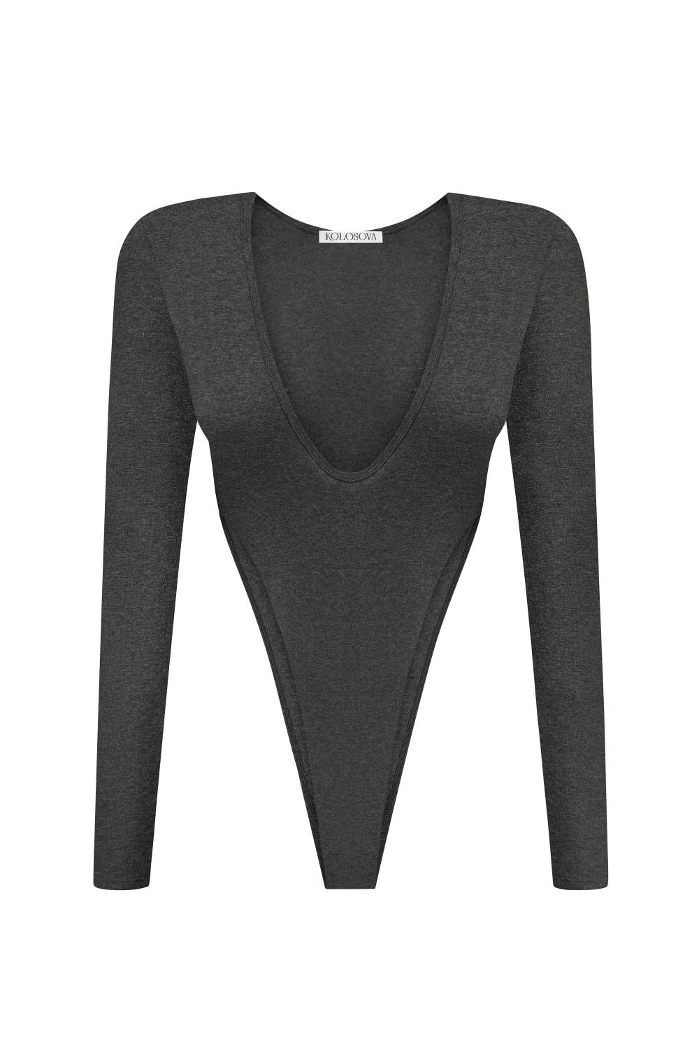 High-Cut Bodysuit in Graphite 2