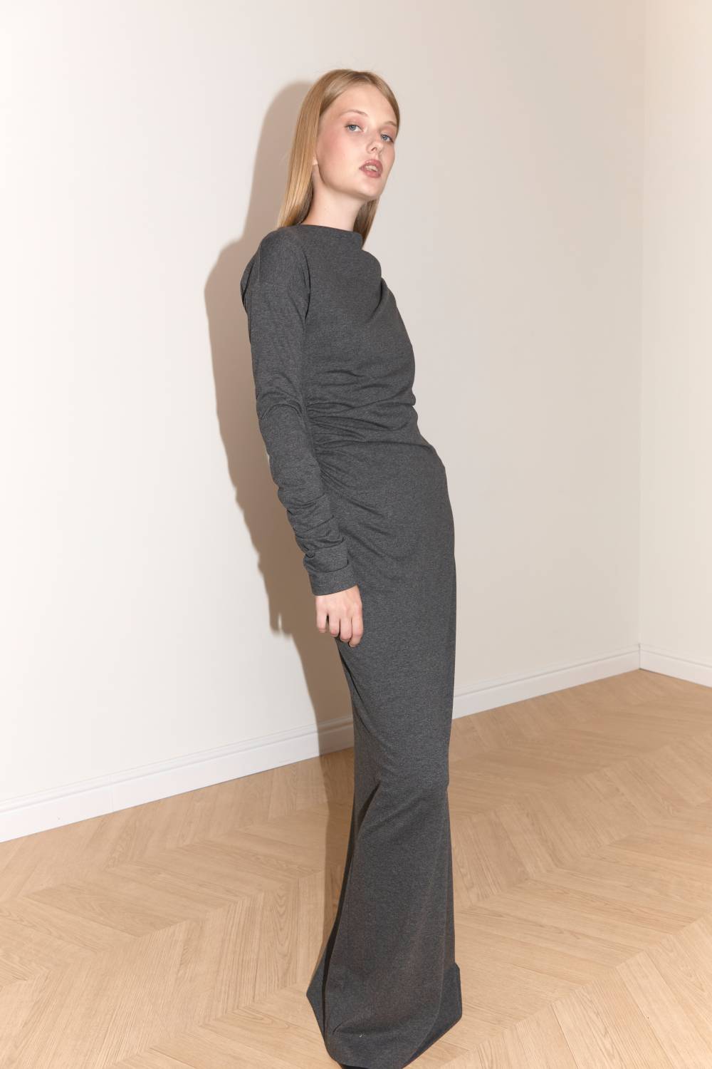Graphite Draped Maxi Dress10