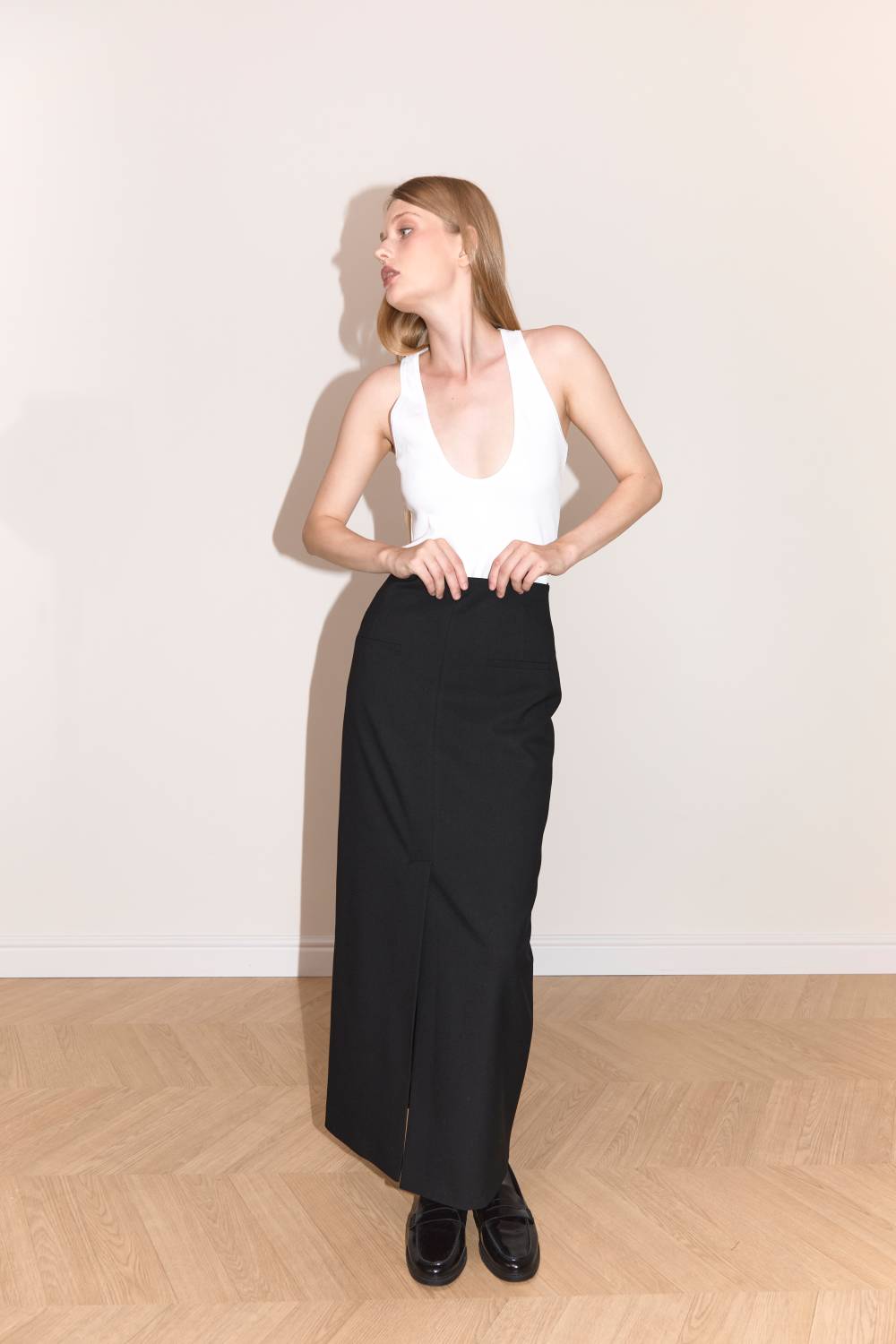 Pocket Midi Skirt in Black9
