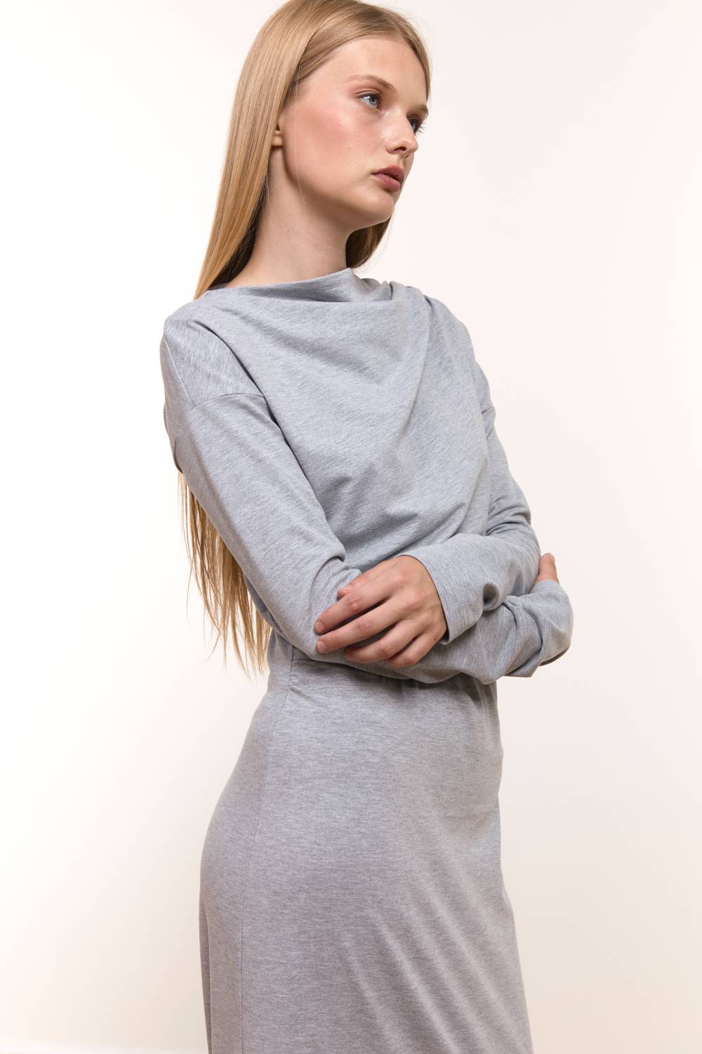 Light Grey Draped Maxi Dress7