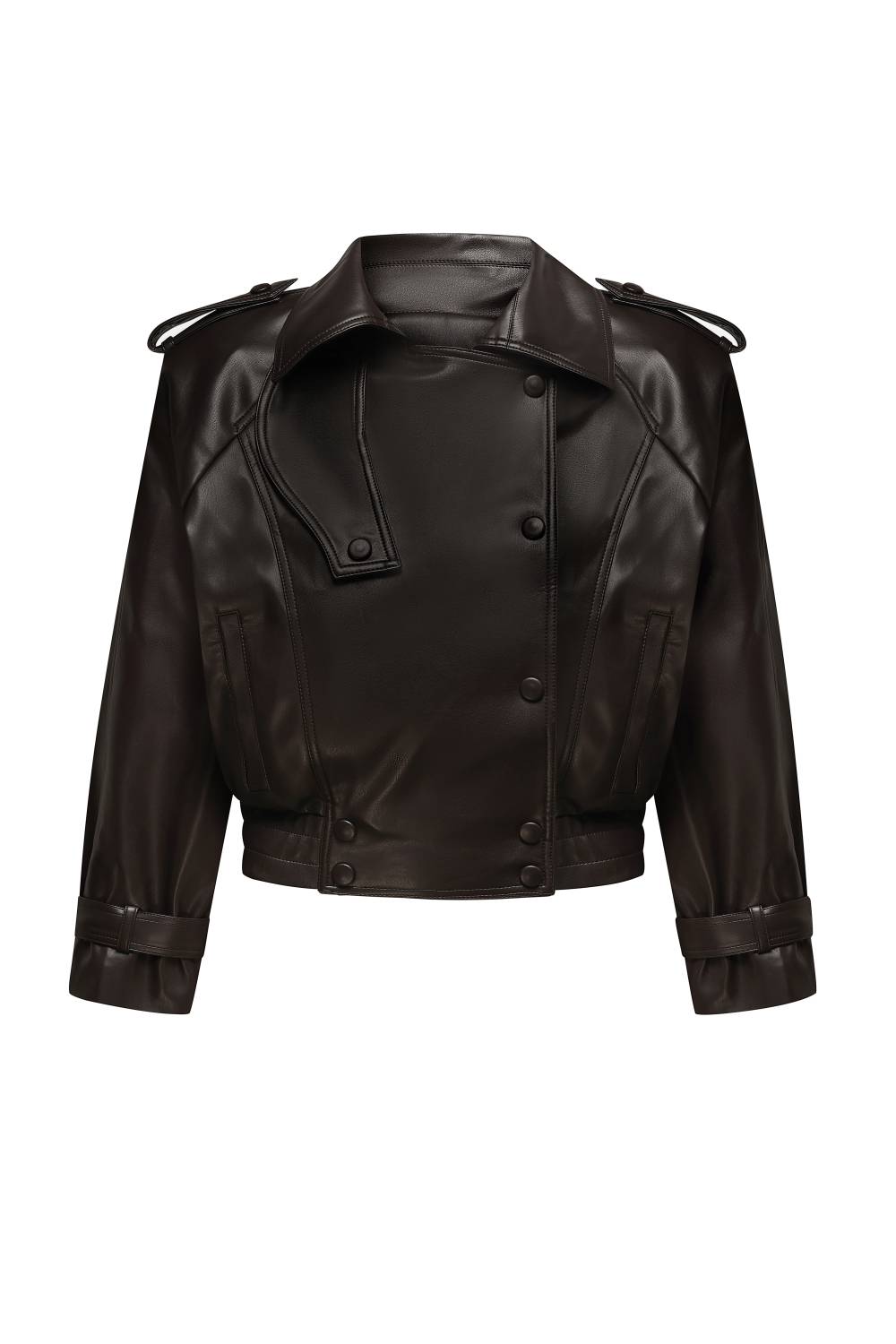 Dark Brown Leather Bomber Jacket 2