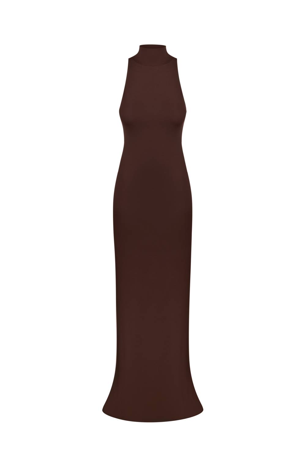BROWN MAXI DRESS WITH A HALTER CUTOUT9