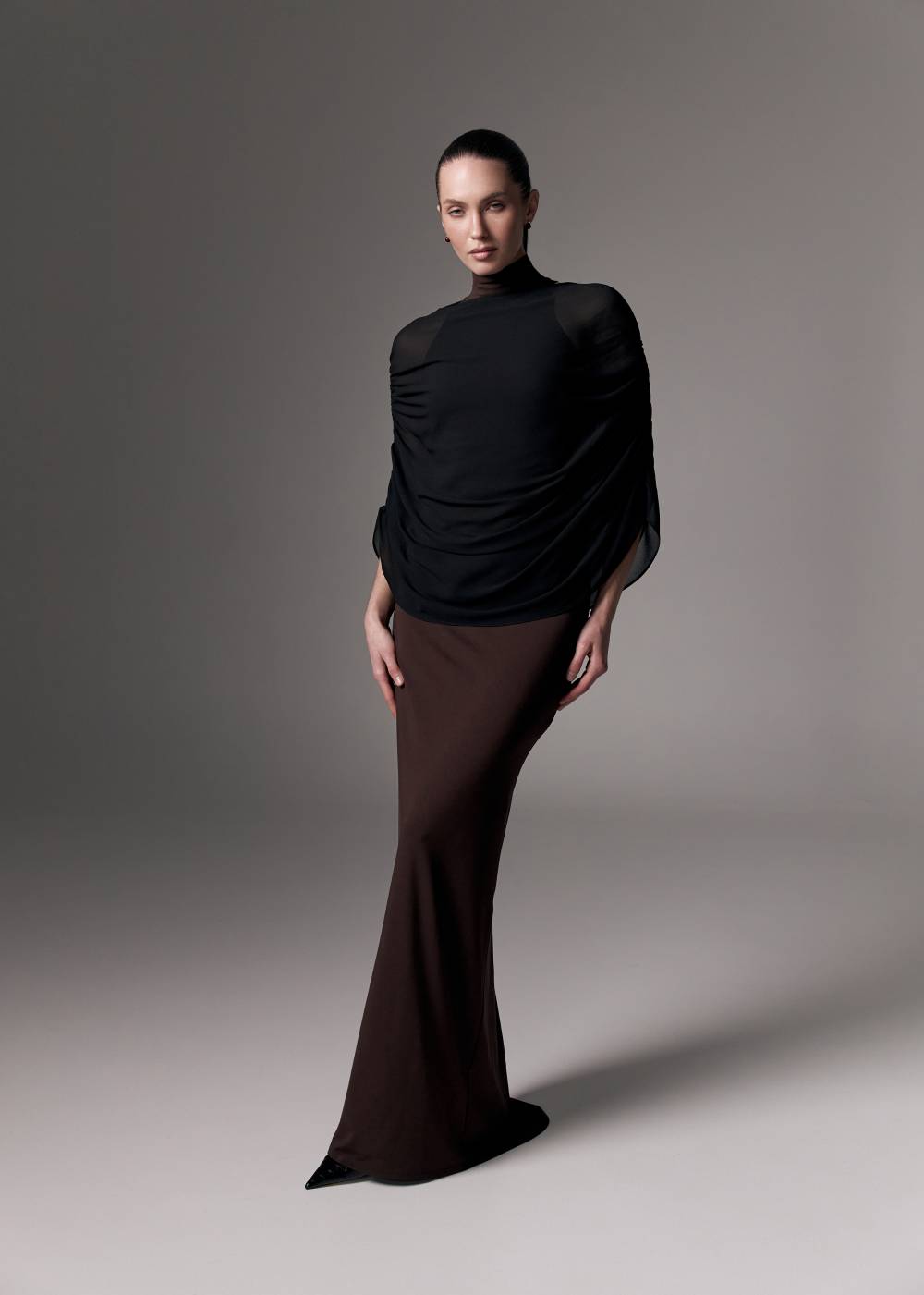 BLACK CHIFFON CAPE COVER-UP2