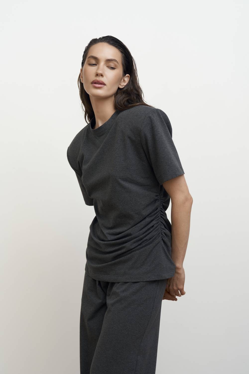 Graphite draped T-shirt8