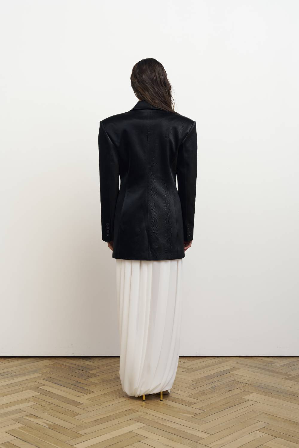 Milk balloon skirt with draping5