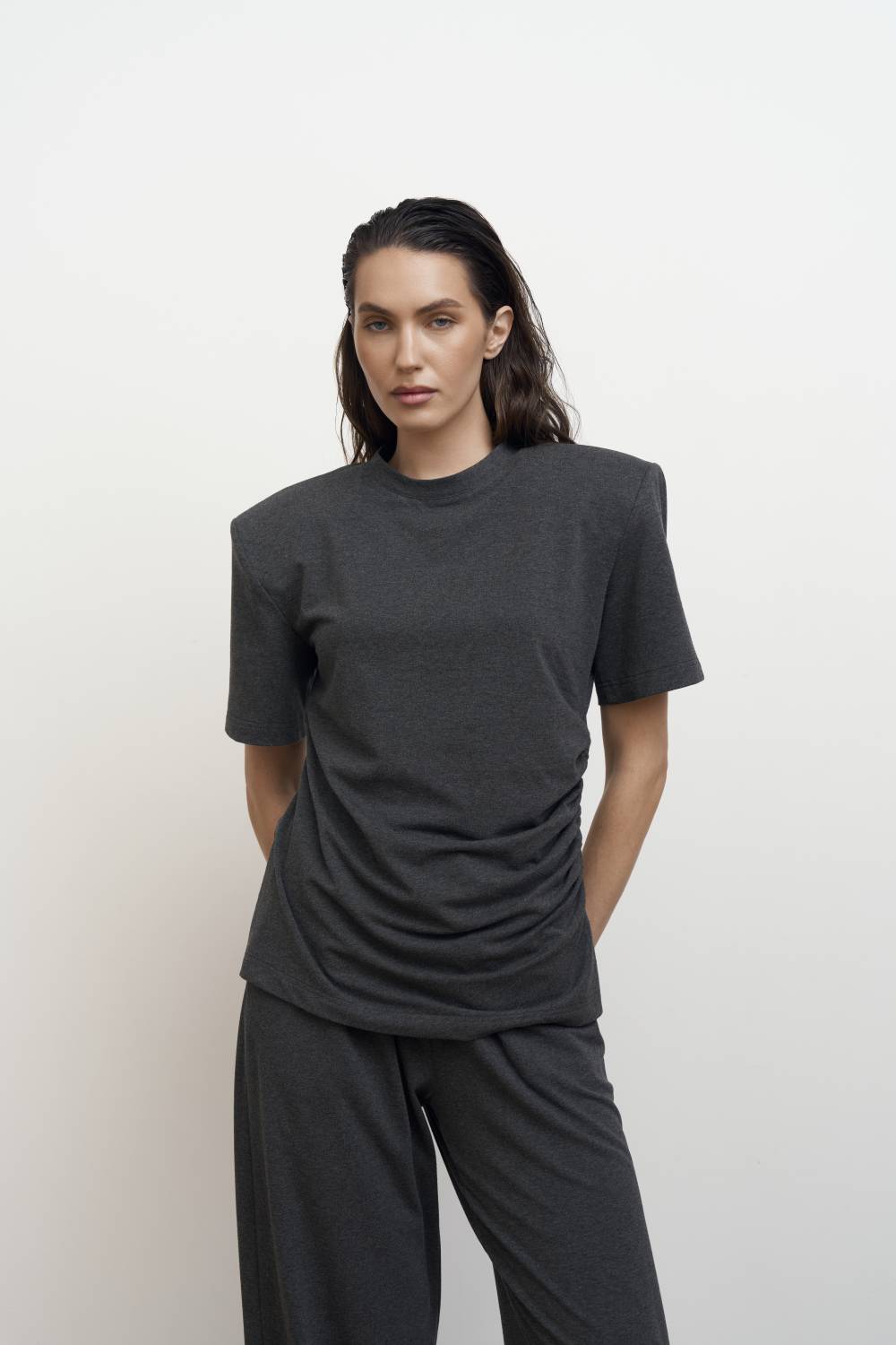 Graphite draped T-shirt7