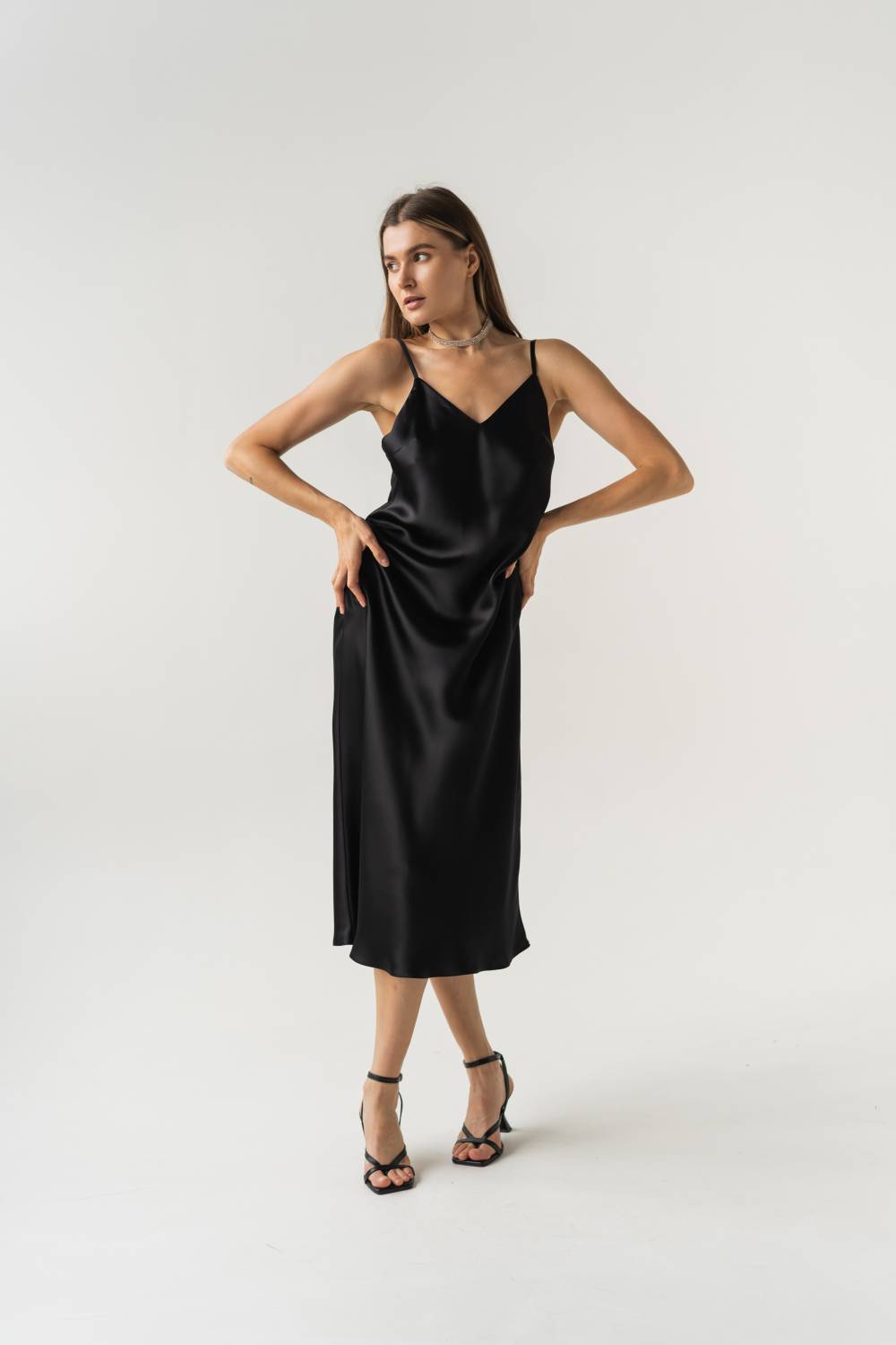 Black slip dress2