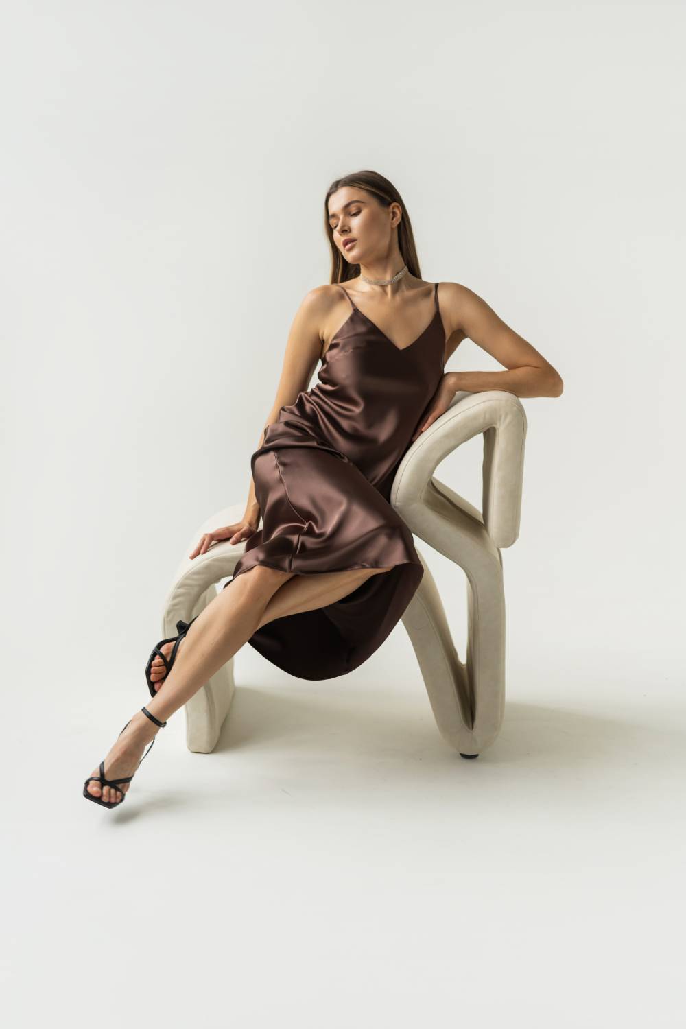 Brown slip dress5