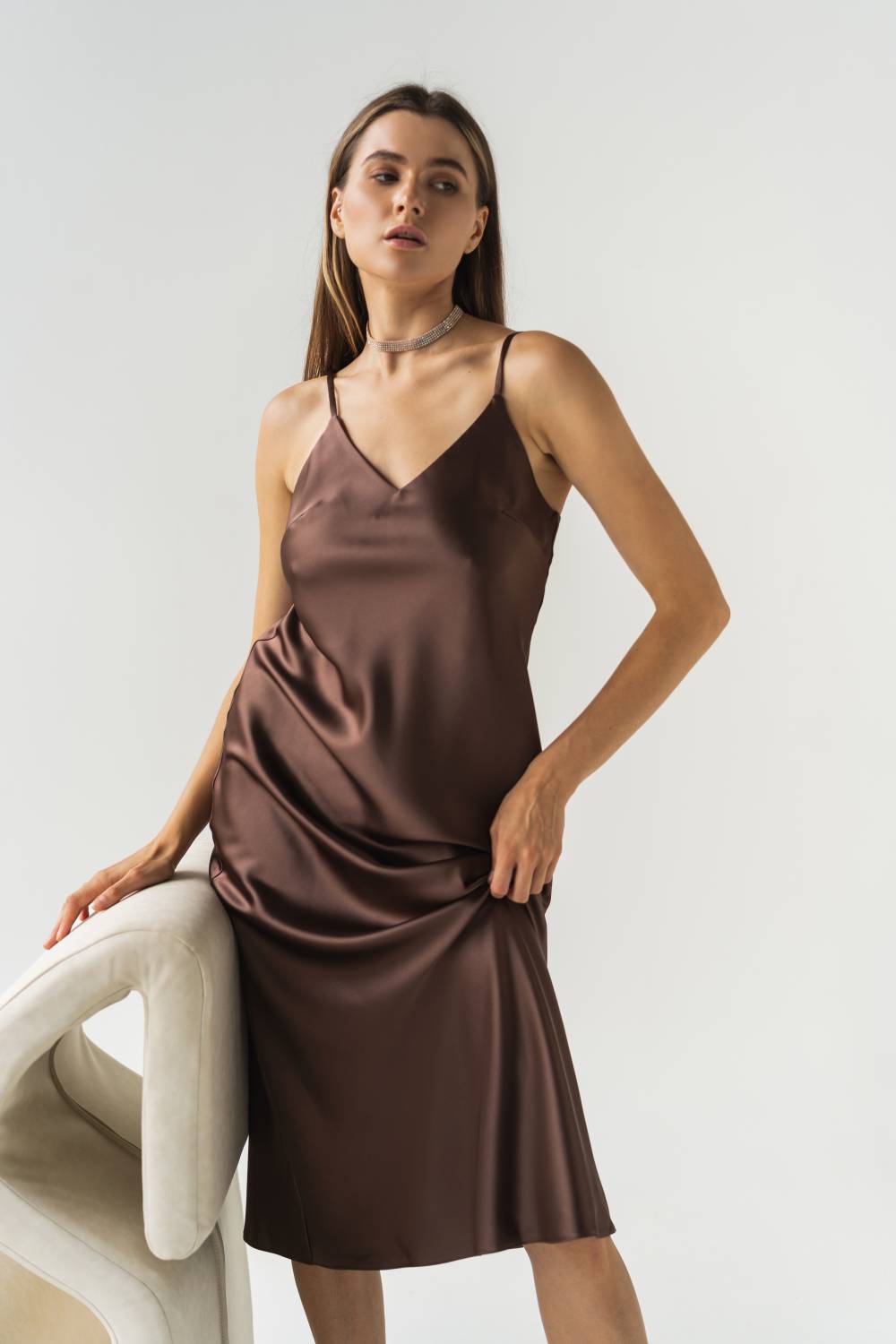 Brown slip dress4