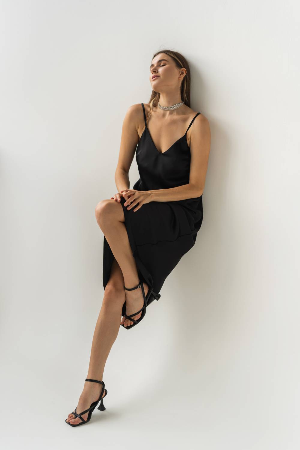 Black slip dress3
