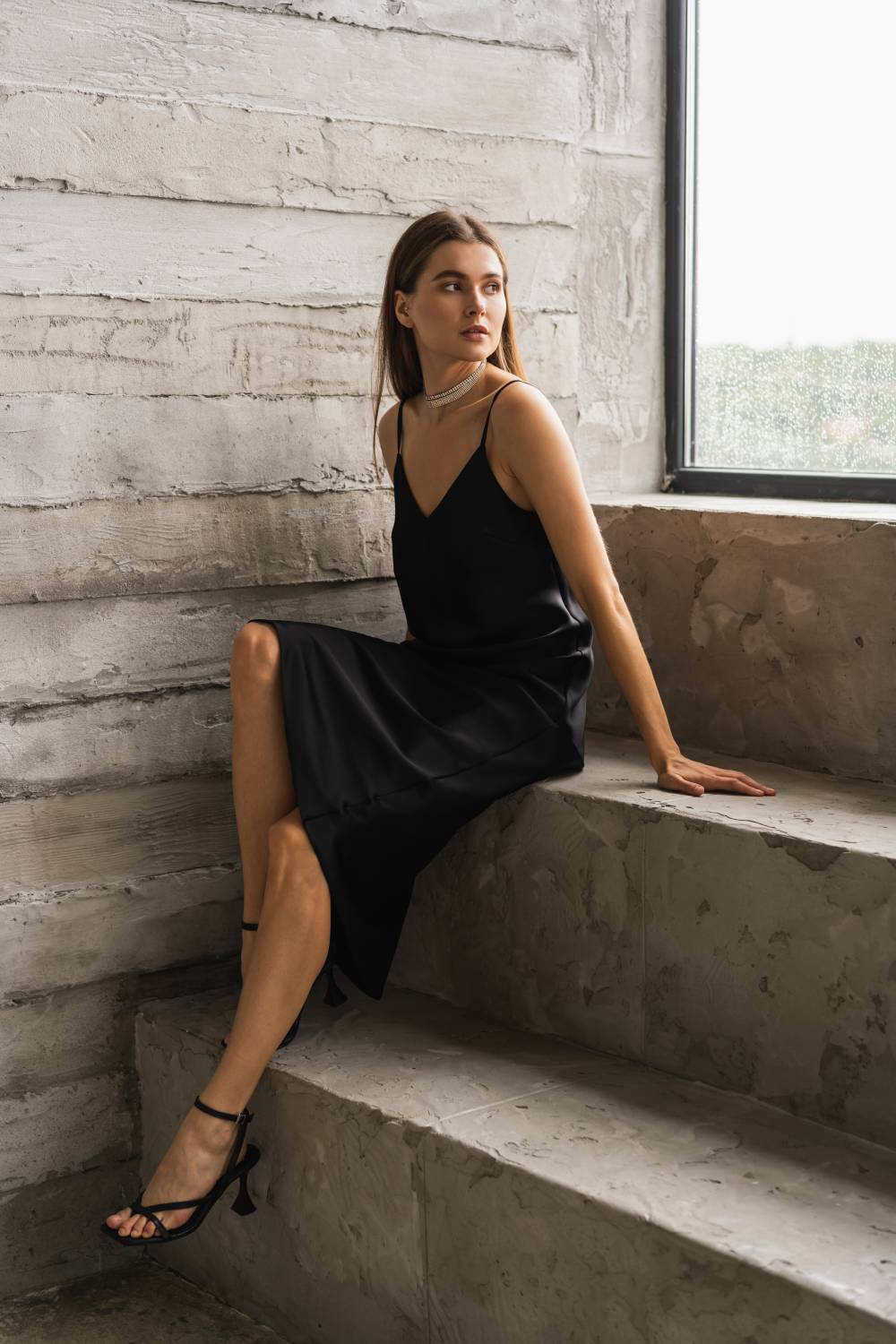 Black slip dress5
