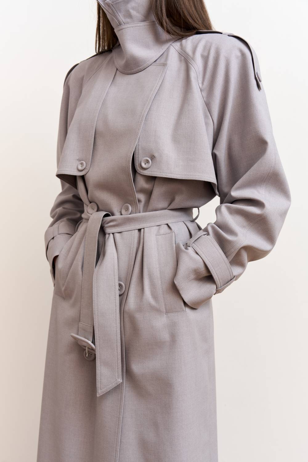 Light grey trench coat14