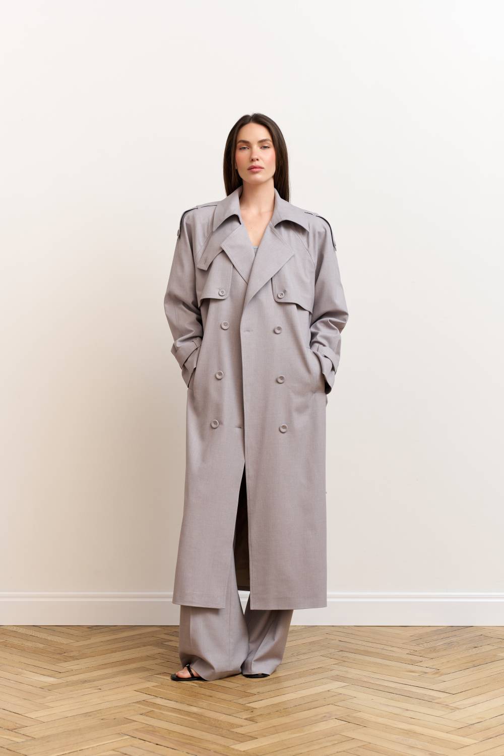 Light grey trench coat17