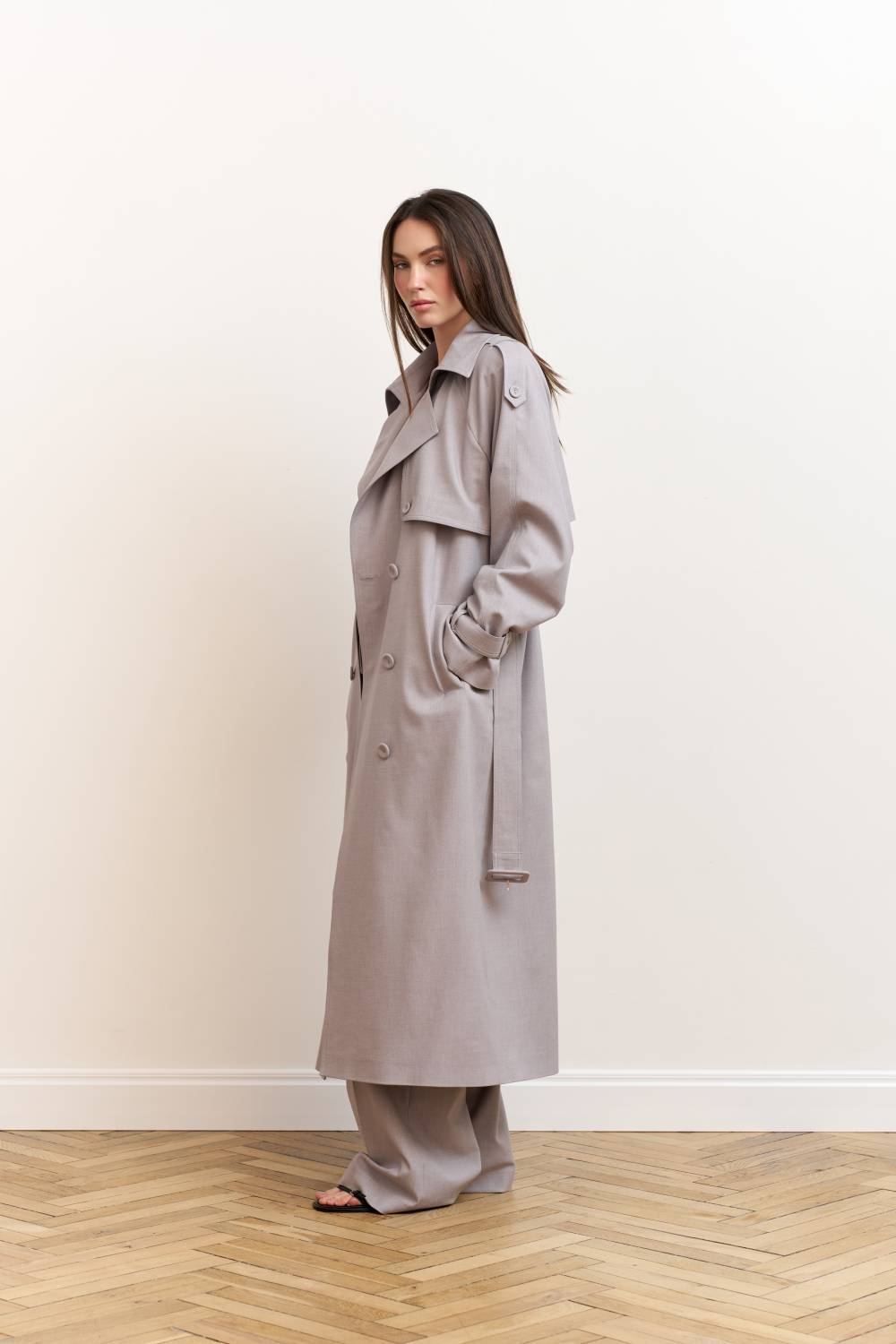 Light grey trench coat8