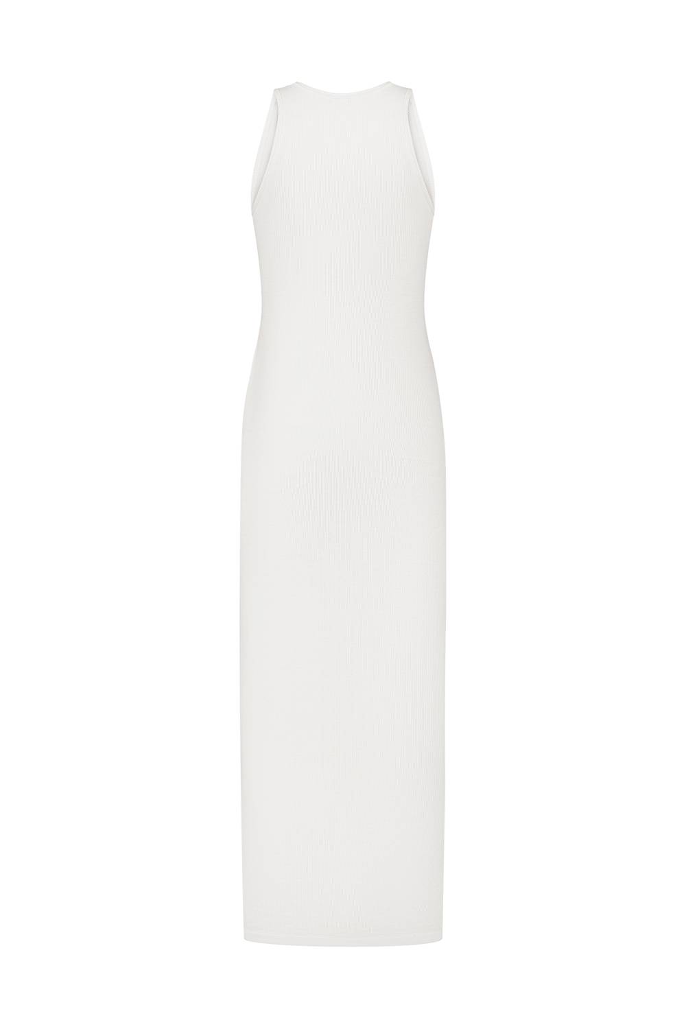 White deep neckline dress 1