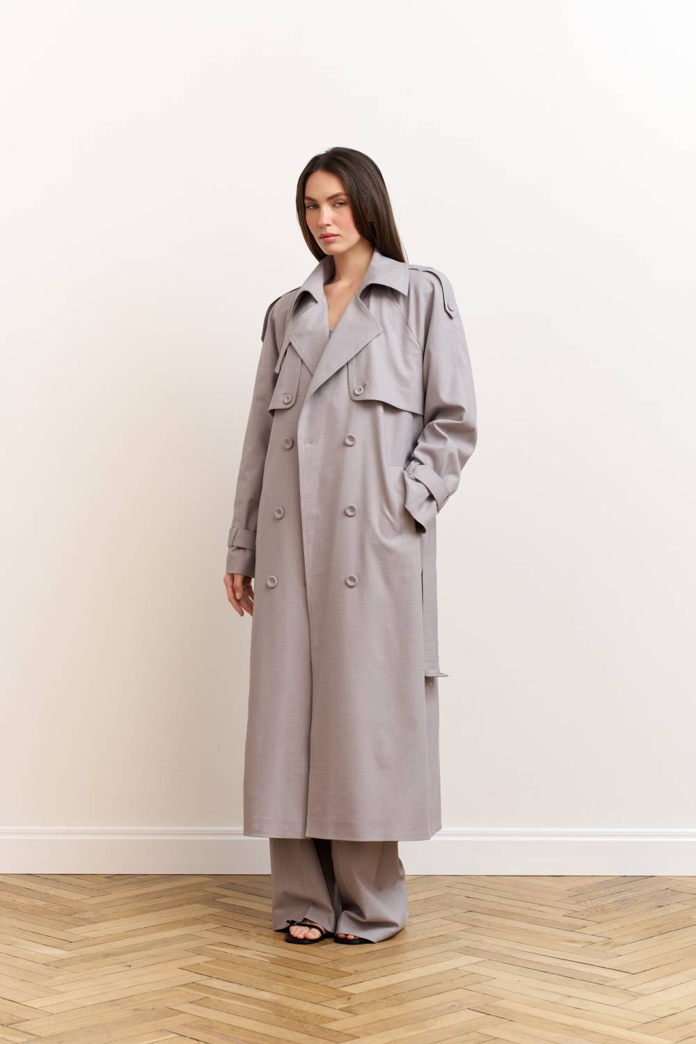 Light grey trench coat16