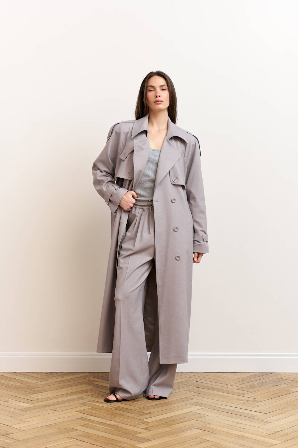 Light grey trench coat5
