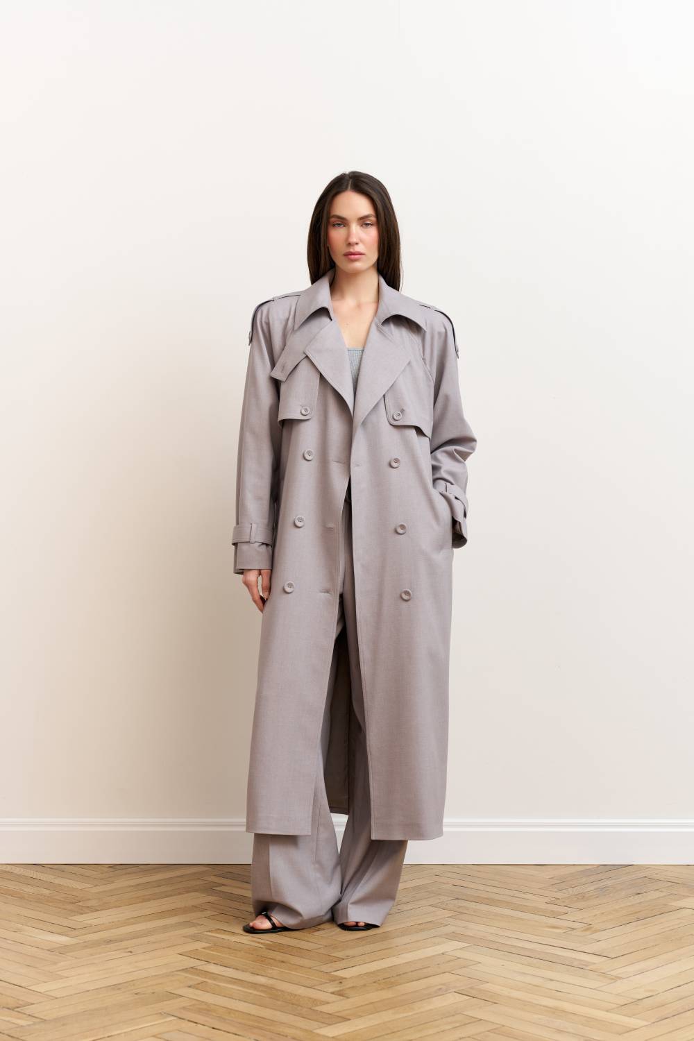 Light grey trench coat15