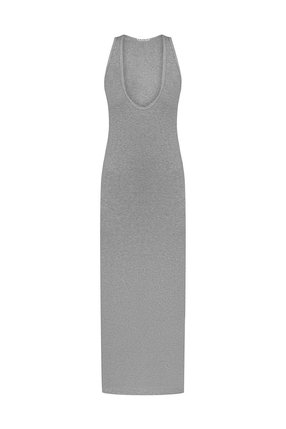 Light grey deep neckline dress