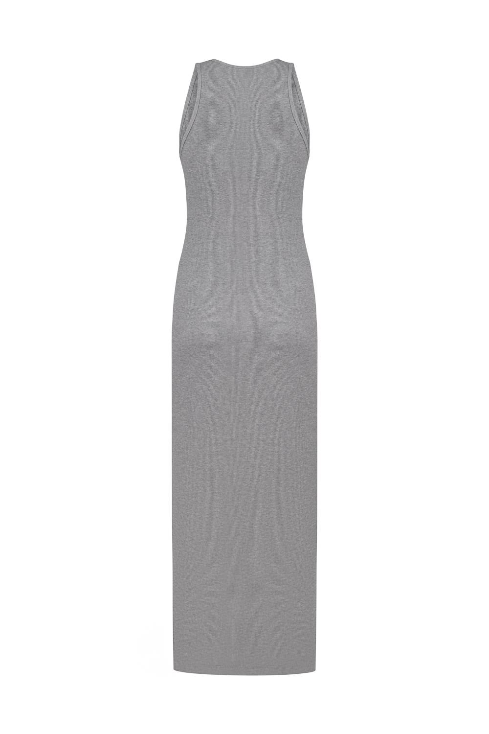 Light grey deep neckline dress 1