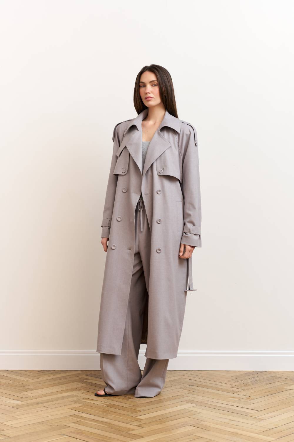 Light grey trench coat11