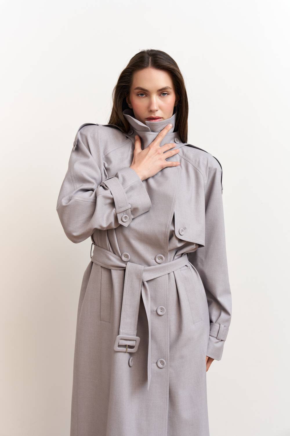 Light grey trench coat7
