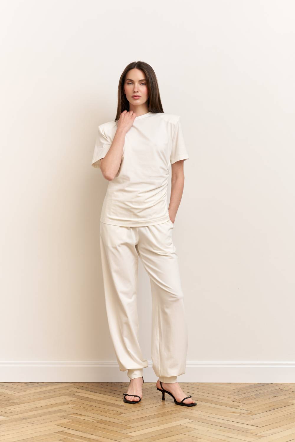Milk knit trousers2