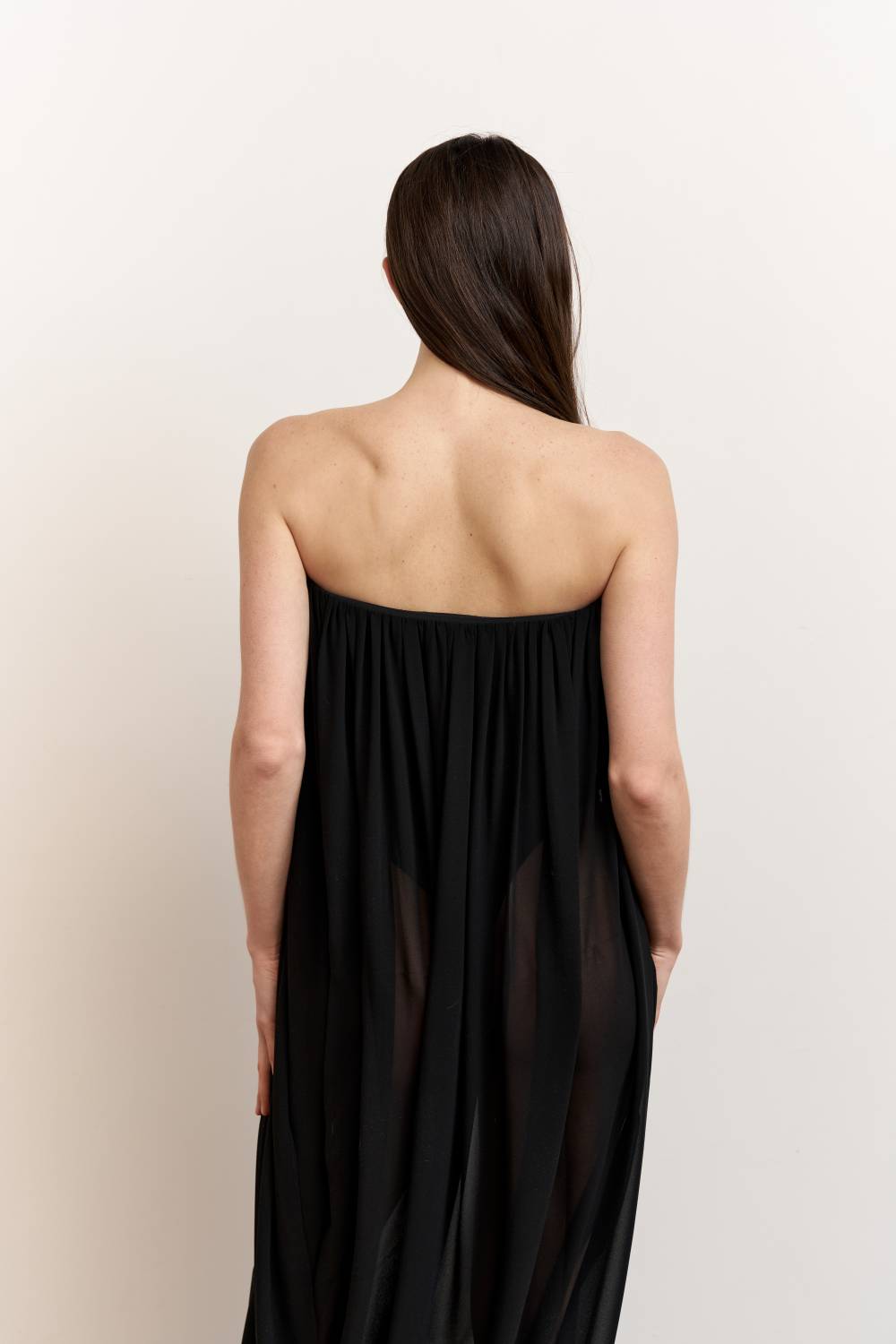 Black draped bodysuit dress10