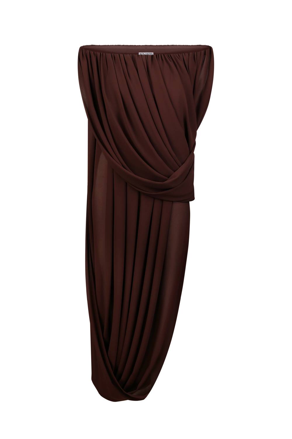 Brown asymmetrical draped dress