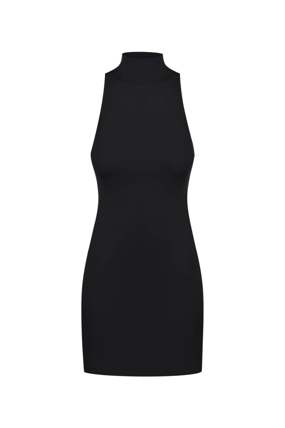 Black mini dress with a halter neckline 2