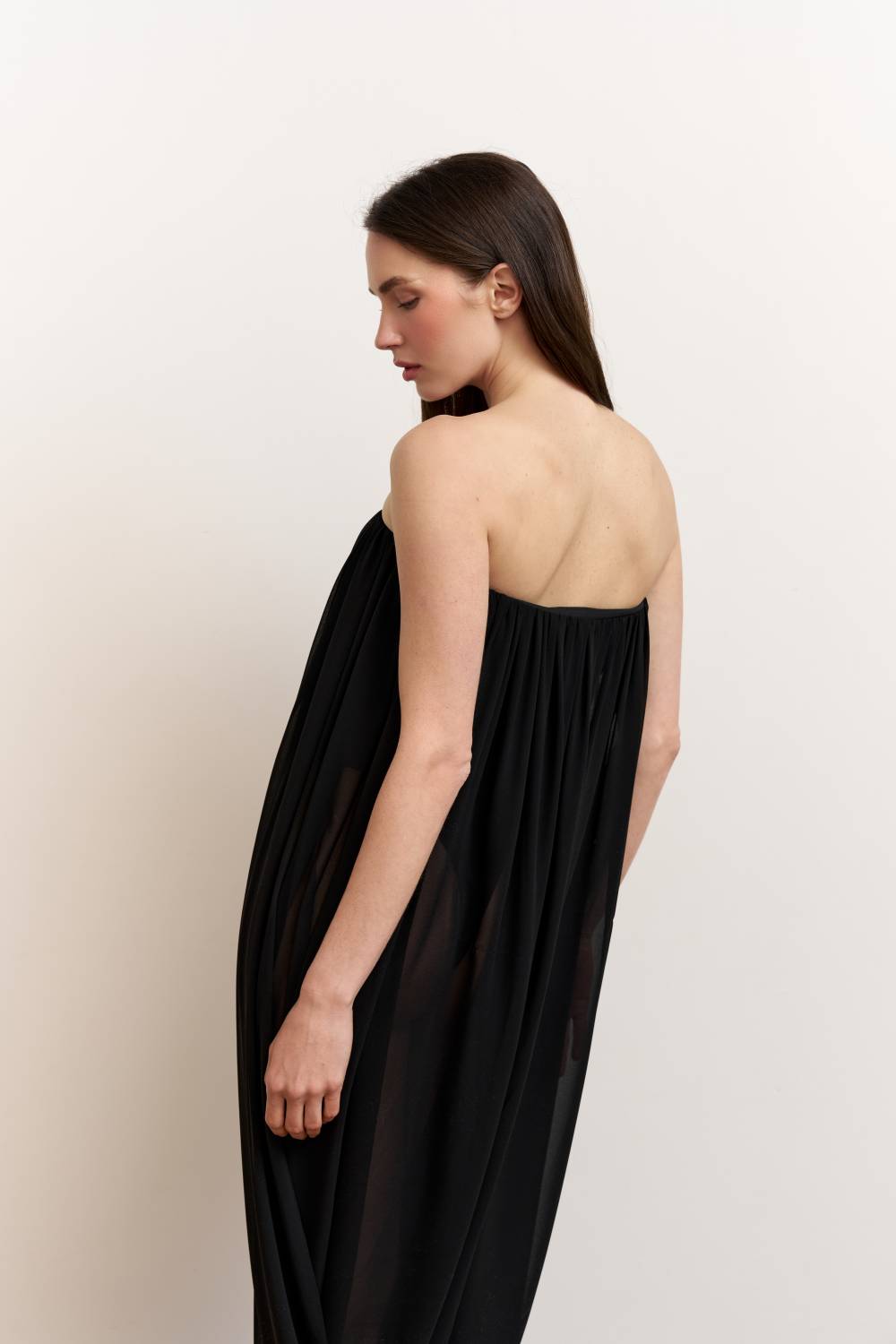 Black draped bodysuit dress8